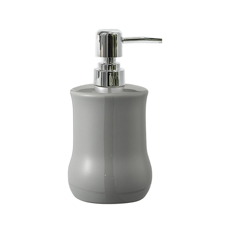 Ceramic Ribbed Soap Dispenser with Chrome Pump Bowlift