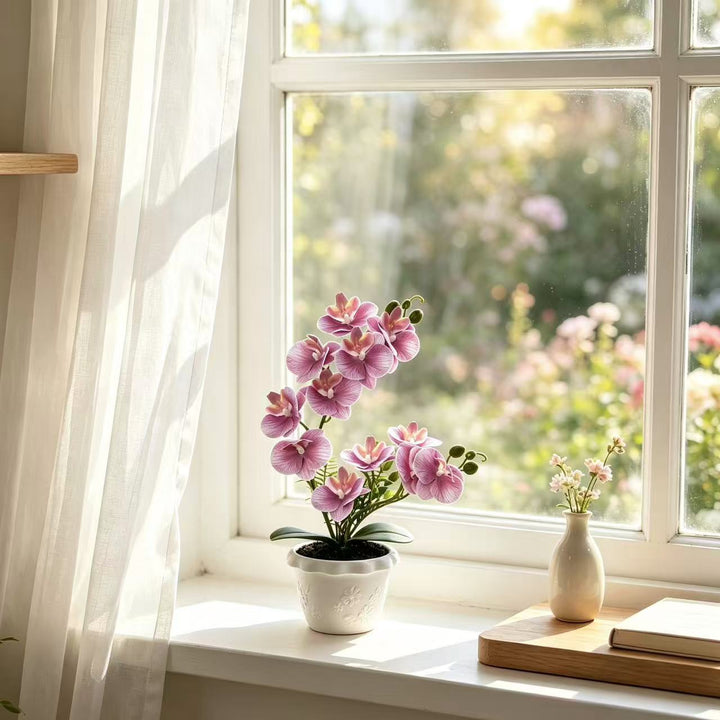 Elegant Artificial Orchid Flower Arrangement for Indoor Home Decor