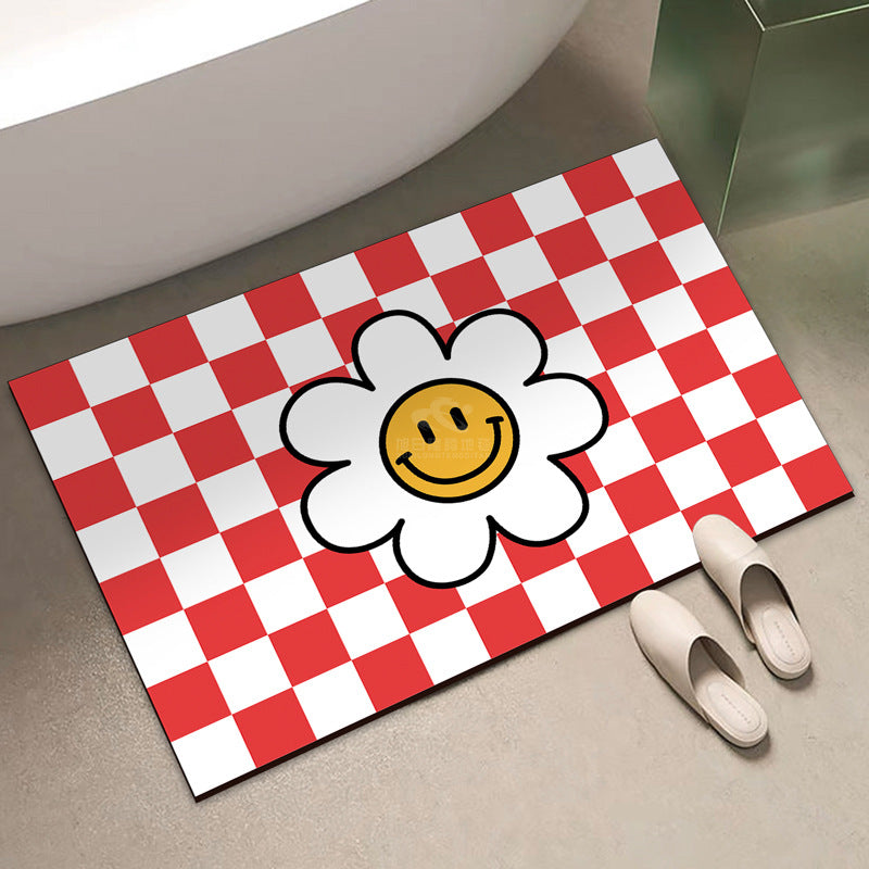 Playful Checkered Bath Mat Bowlift