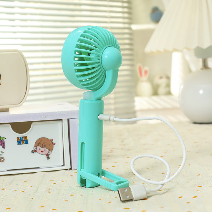 Women portable mini hand fan with integrated LED lighting and USB charging function Bowlift