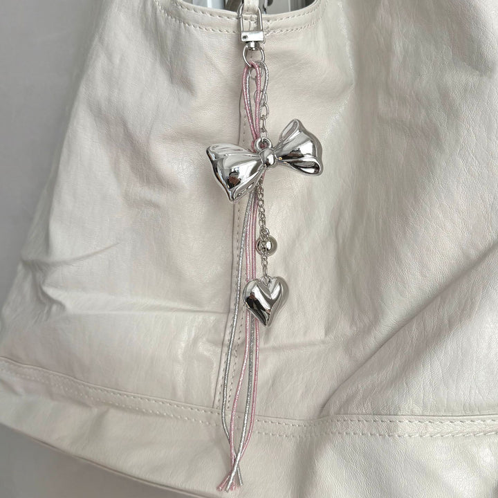 Elegant Bow and Heart Charm Keychain Bowlift