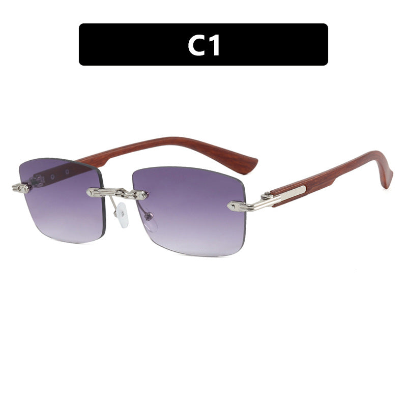Women square sunglasses with wooden frame and gradient lenses Bowlift