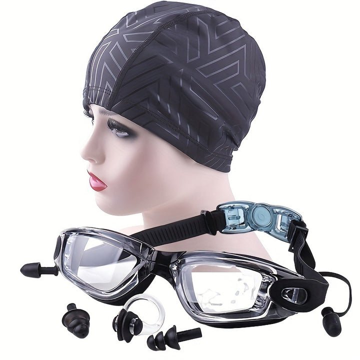 Swimming Sports Set with Ergonomic Swimming Goggles and Stylish Swim Cap Bowlift