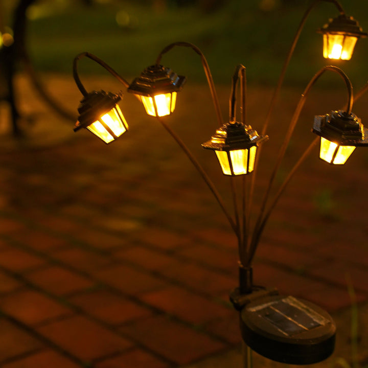 Decorative Solar Lantern Stake Lights Cluster For Garden Pathway Bowlift
