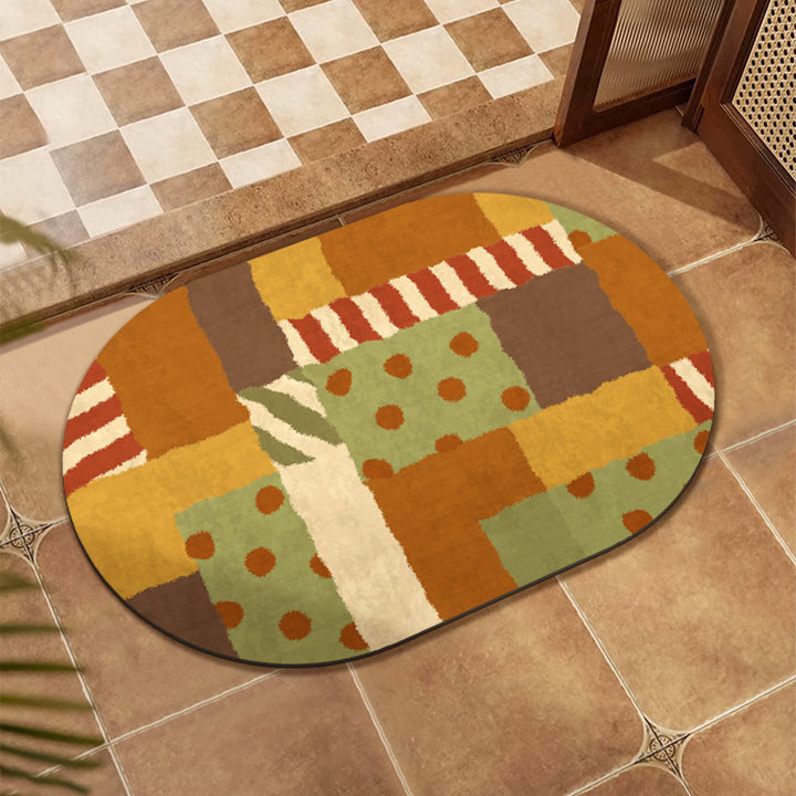 Colorful Patchwork Design Floor Mat Bowlift