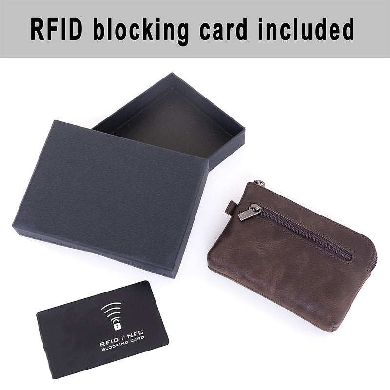 Compact Leather Zippered Cardholder Bowlift