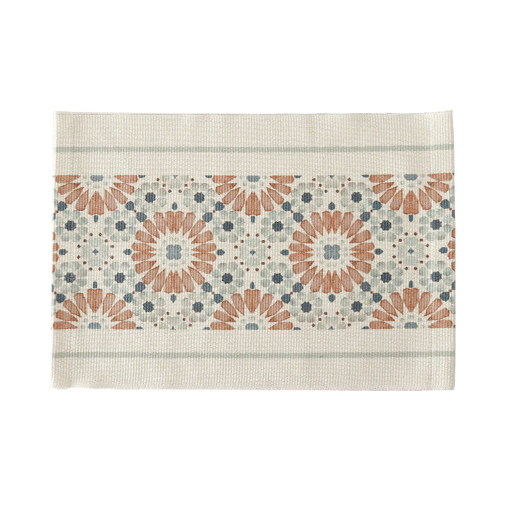 Woven placemat made of cotton blend with geometric diamond trim and fine texture Bowlift