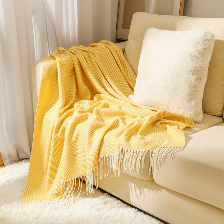 Luxury Herringbone Pattern Throw Blanket Bowlift
