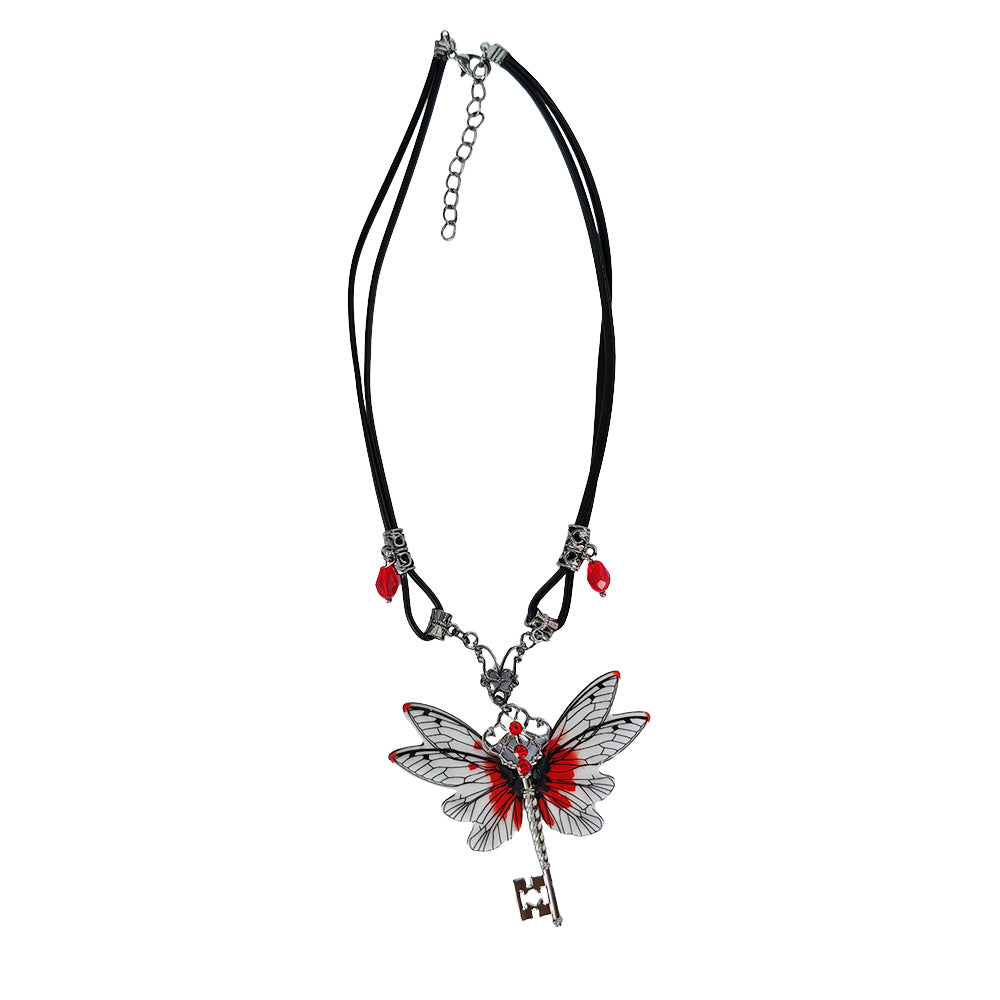 Artistic Butterfly Key Pendant Necklace Bowlift