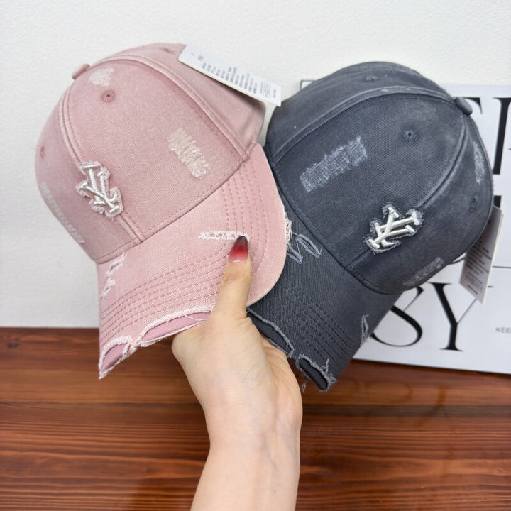 Men's Distressed Denim Adjustable Baseball Cap Bowlift