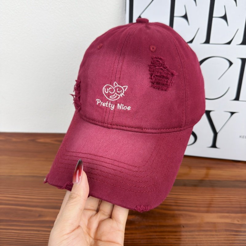 Women's Distressed Casual Embroidered Baseball Cap Bowlift