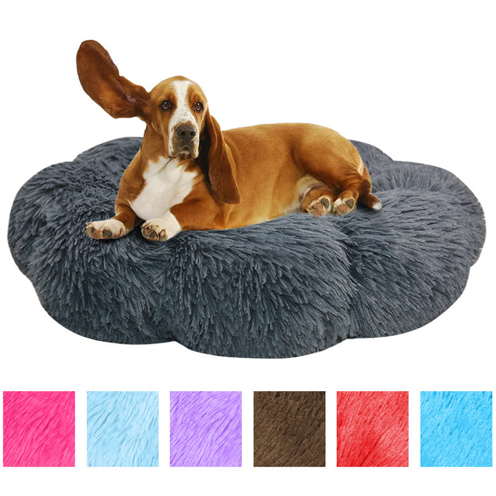 Flower-Shaped Plush Dog Bed