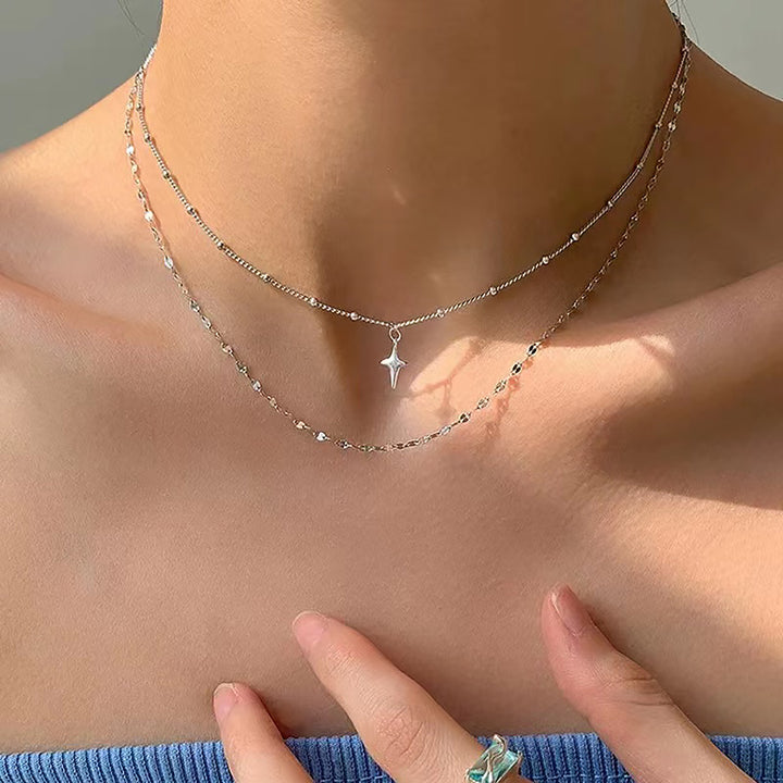 Layered Star and Dot Chain Necklace Bowlift