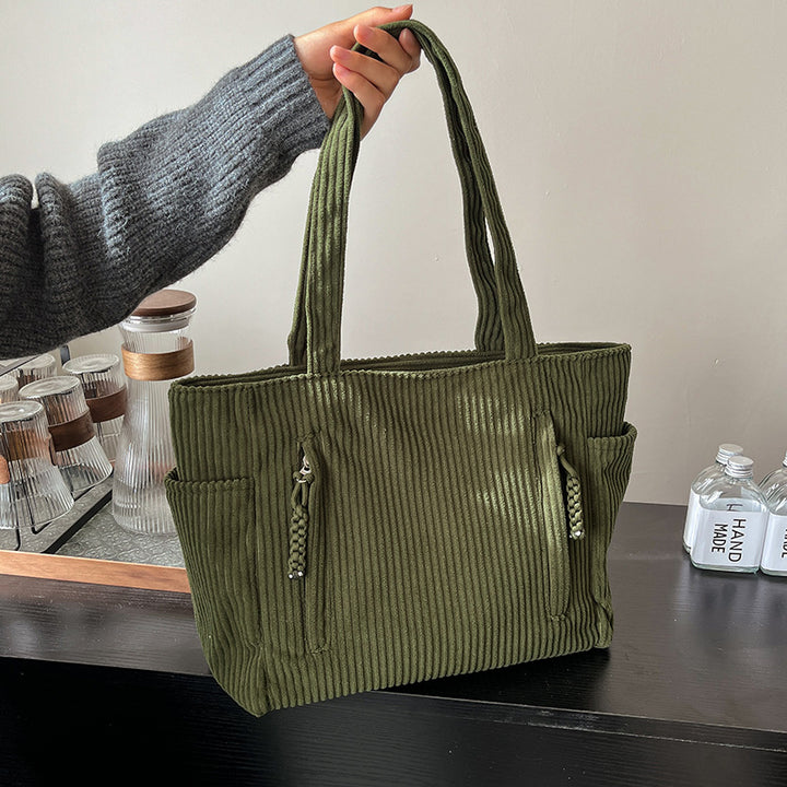 Corduroy Multi-Pocket Tote Bag Bowlift