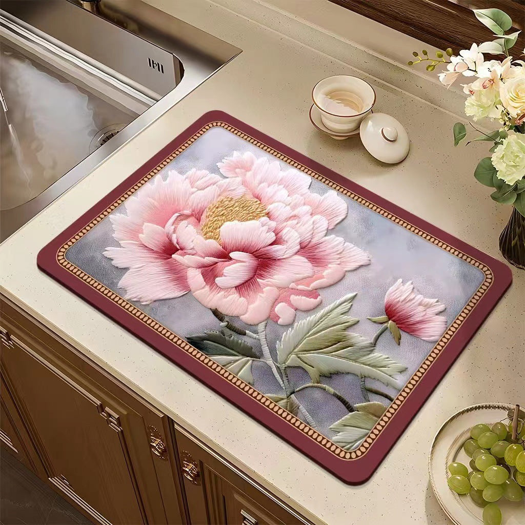 Floral Pattern Kitchen Mat Bowlift