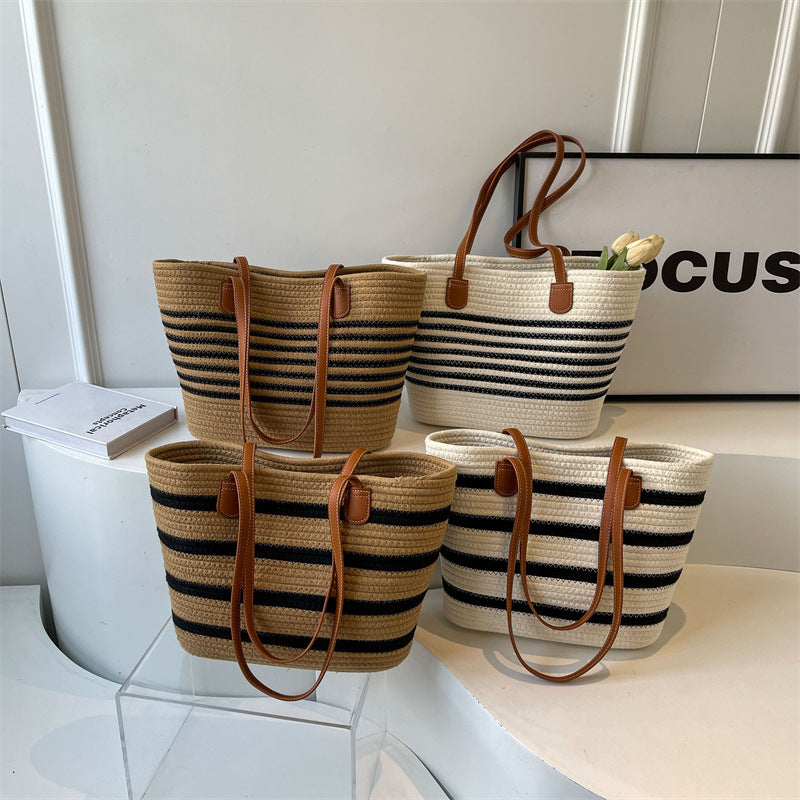 Stylish Striped Beach Tote Bowlift