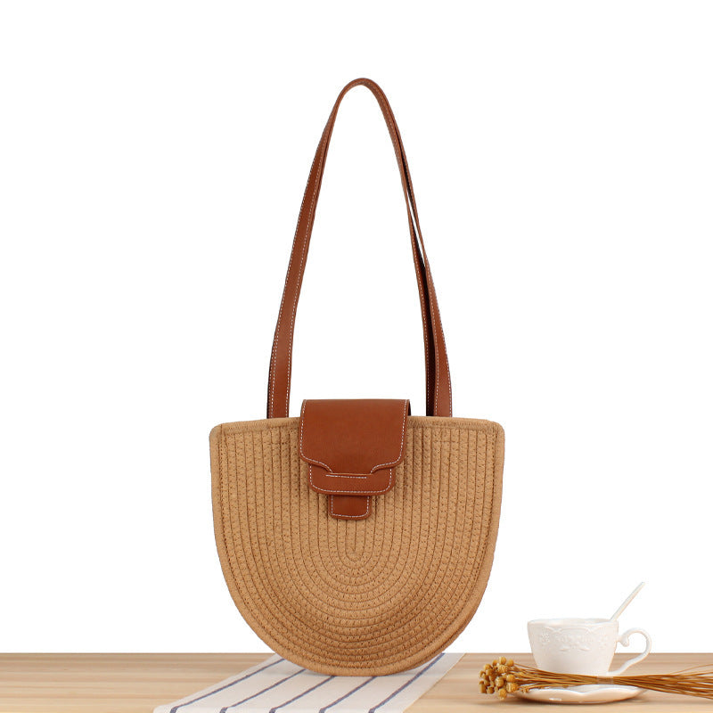 Braided Tote Bag with Elegant Leather Detail Bowlift
