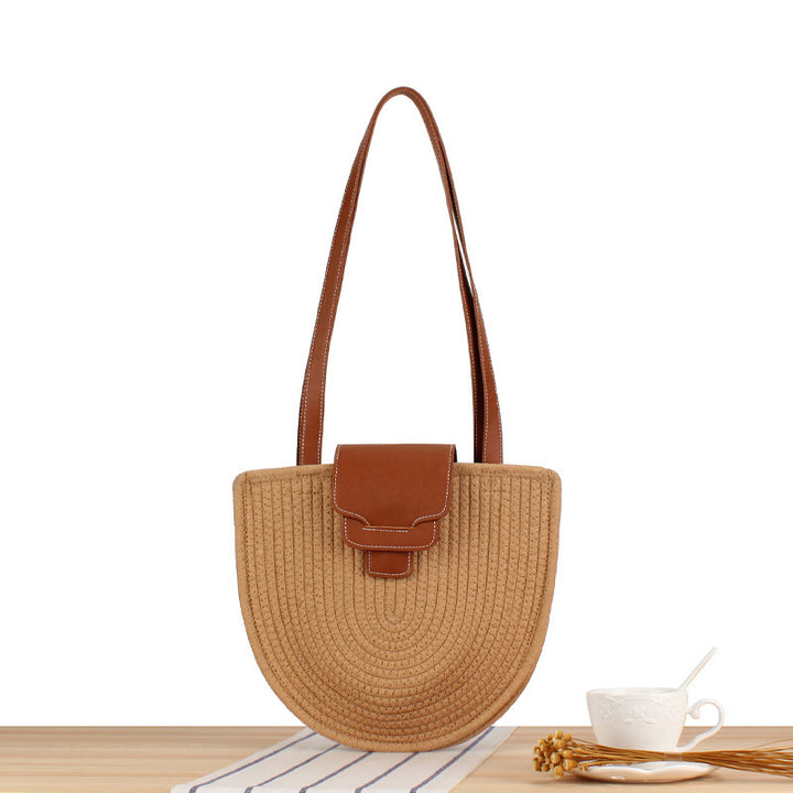 Braided Tote Bag with Elegant Leather Detail Bowlift