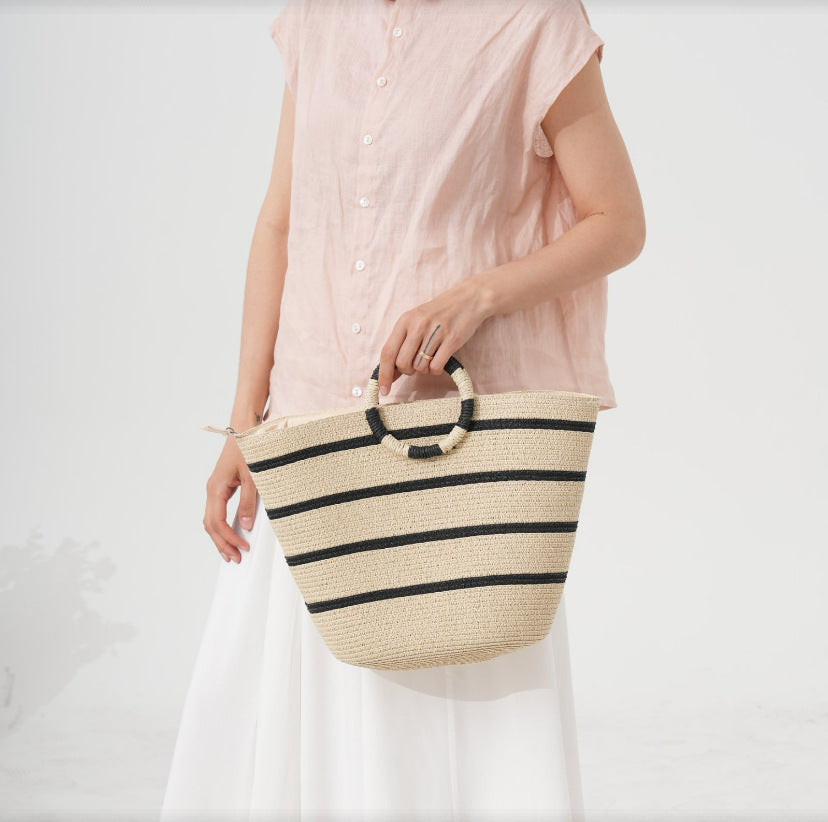 Elegant Basket Bag with Round Handle Bowlift