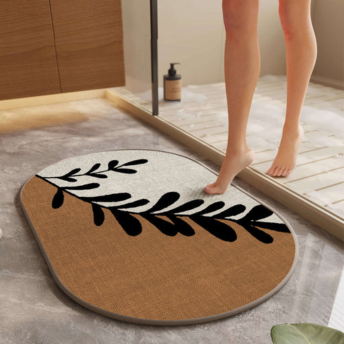 Botanical Leaf Design Bath Mat