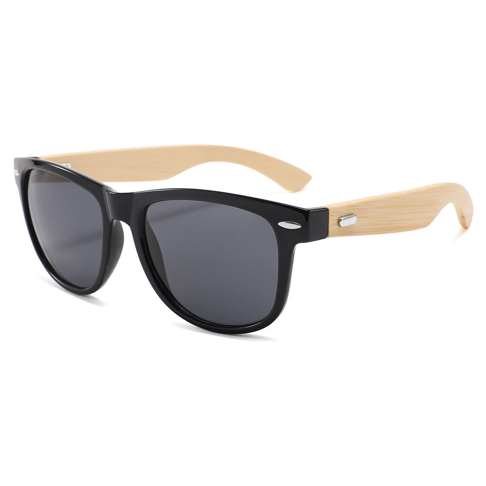 Rimless oversized cat eye polarized sunglasses with wood-effect temples Bowlift
