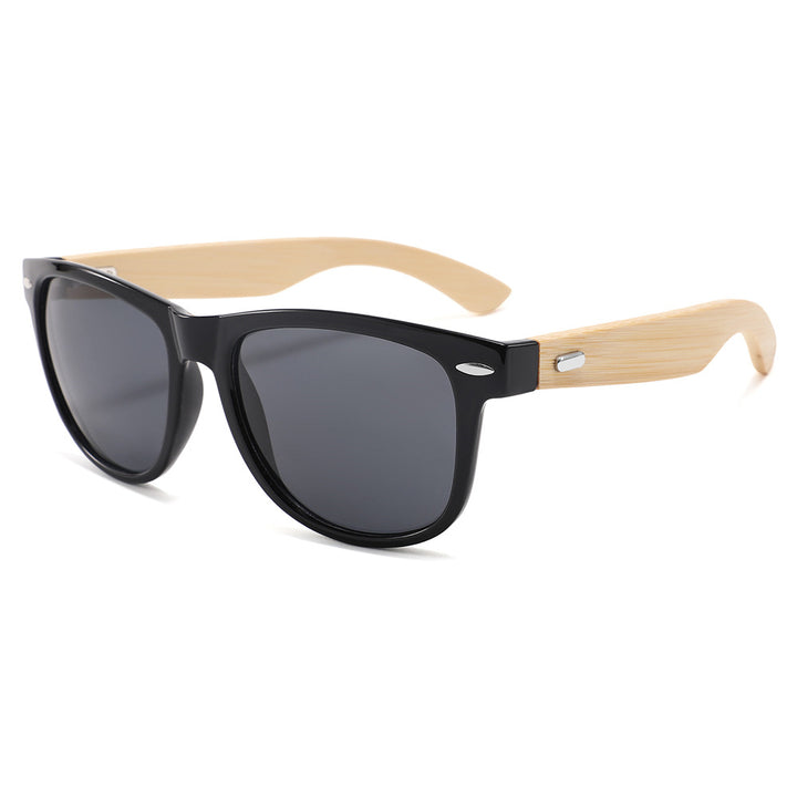 Rimless oversized cat eye polarized sunglasses with wood-effect temples Bowlift