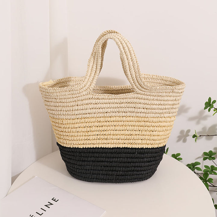 Handcrafted Durable Beach Bag with Cheerful Zigzag Pattern Bowlift
