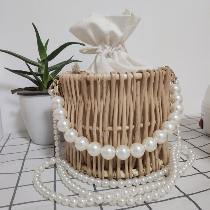 Women's basket bag with pearl jewelry closure Bowlift