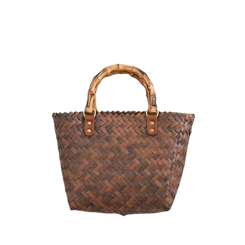 Handcrafted basket bag with bamboo handles Bowlift