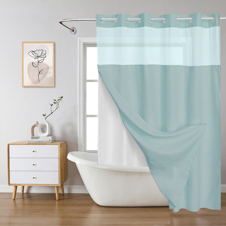 Textured Layered Shower Curtain Bowlift