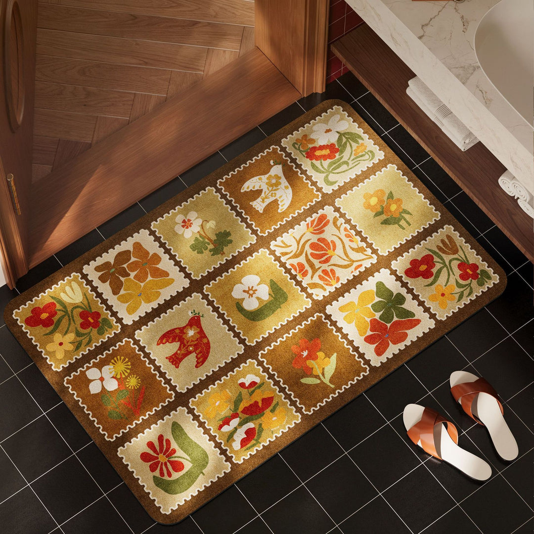 Floral Pattern Non-Slip Bath Mat