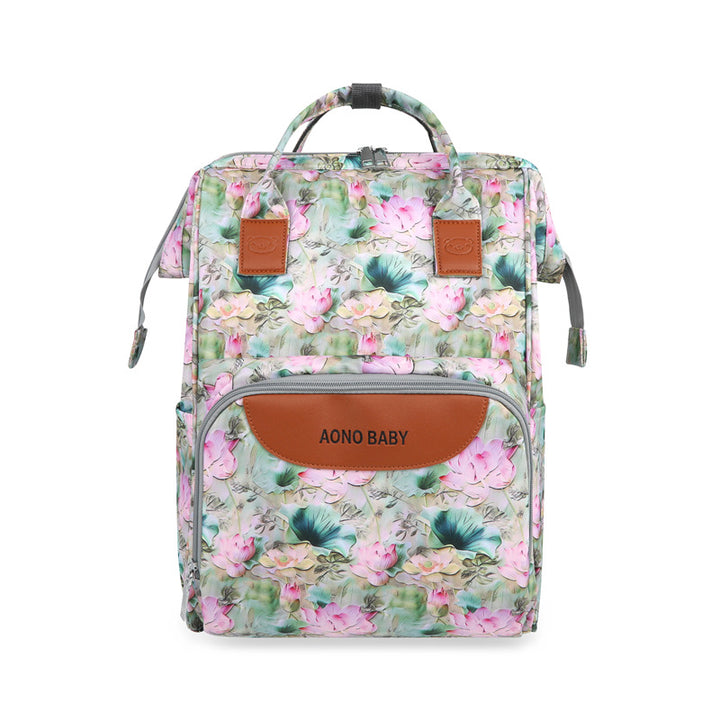 Creative Floral Print Multi-Pocket Diaper Backpack Bowlift