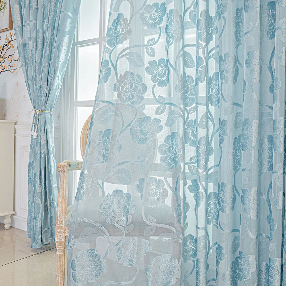 WoFloral Sheer Curtain Panel Bowlift