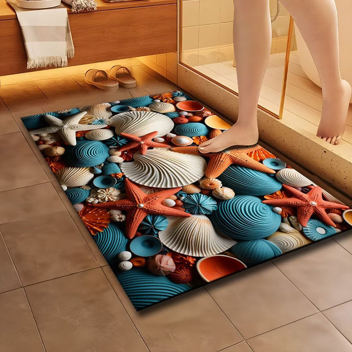 Artistic Floral Design Bath Mat Bowlift
