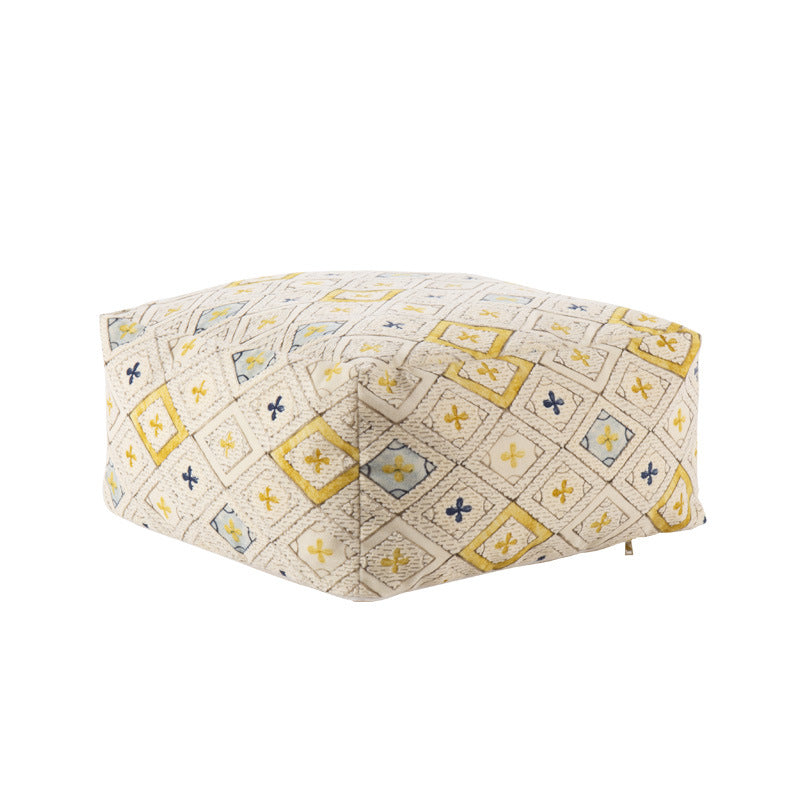 Seating pouf made of woven cotton blend with quilted diamond relief Bowlift