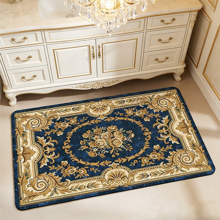 Elegant Vintage Floral Bath Mat Bowlift