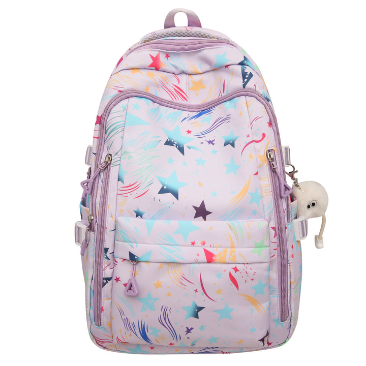 Backpack with Colorful Star Pattern and Innovative Storage Options Bowlift