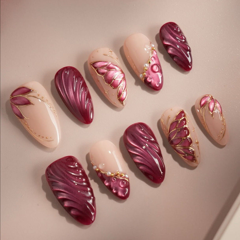 Elegant 3D Decorative Press-On Nail Set