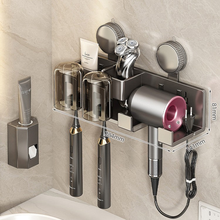 Wall-Mounted Hair Tool Organizer with Storage Compartment Bowlift