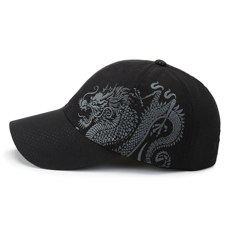 Men's Sports Cap with Dragon Pattern Bowlift