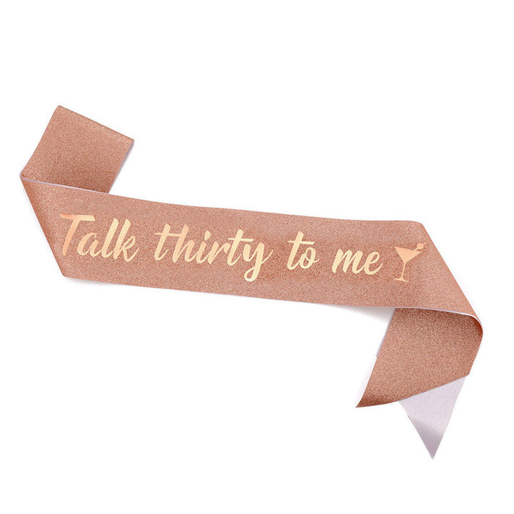 Ladies Glittering Birthday Sash with Festive Print Bowlift