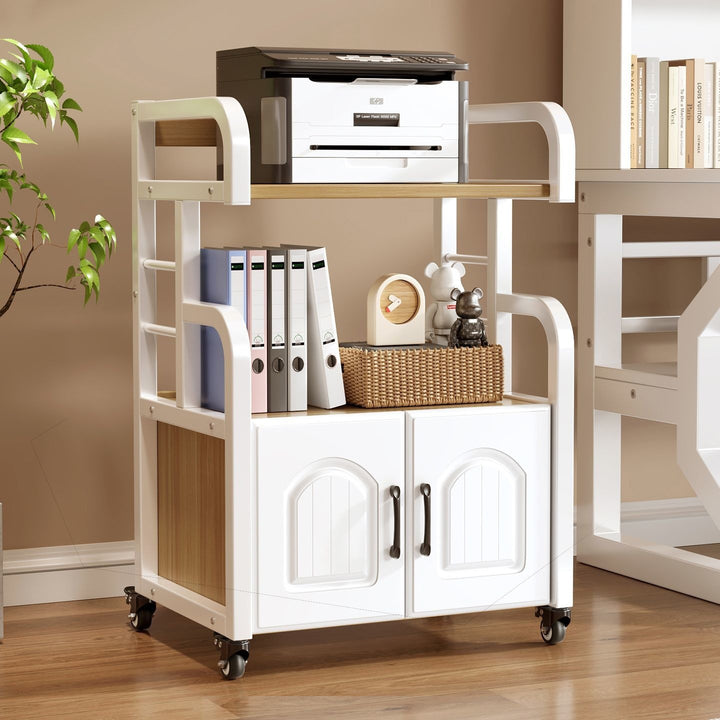 Multifunctional wooden cart with shelves and drawers Bowlift