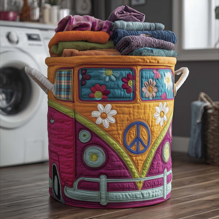 Quilted Decorative Laundry Storage Basket With Rope Handles Collapsible Fabric Organizer