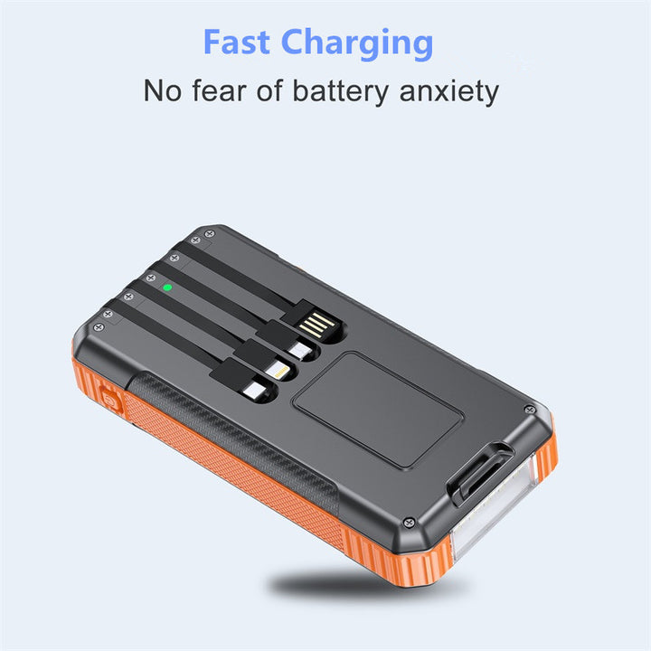 Power bank with solar charging function and integrated LED lamp Bowlift