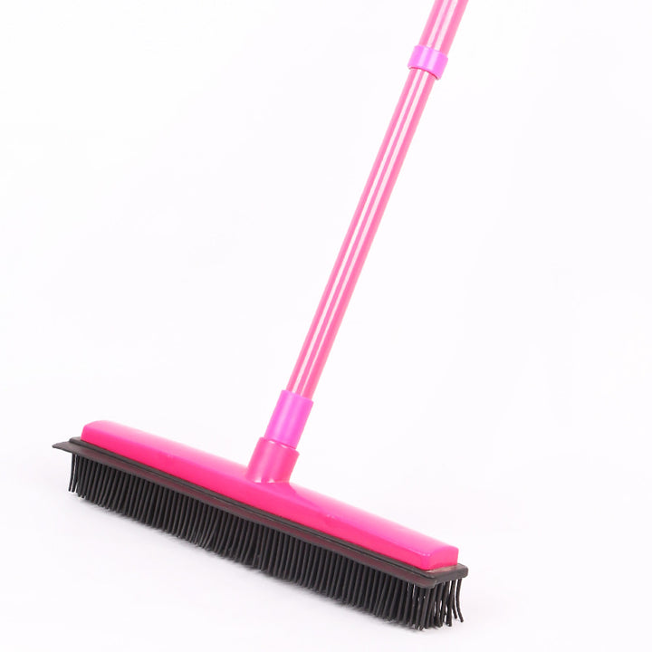 Heavy-Duty Rubber Floor Squeegee With Telescopic Handle And Angled Swivel Head