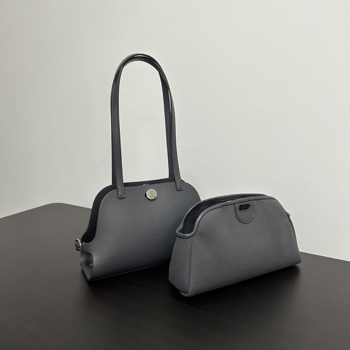 Structured Dome Tote with Long Double Shoulder Straps