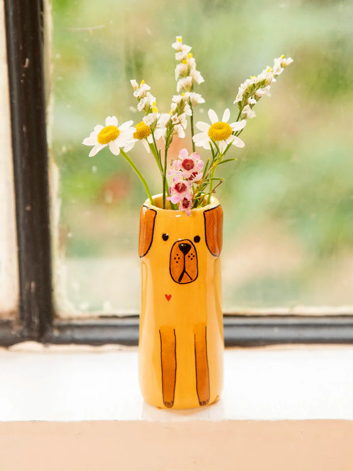 Handmade Minimalist Ceramic Cat Bud Vase With Matte Glaze And Narrow Neck