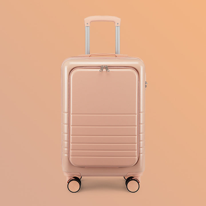 carry-on hardshell front-pocket spinner suitcase with quick-access compartment telescopic handle and smooth full-rotation wheels Bowlift