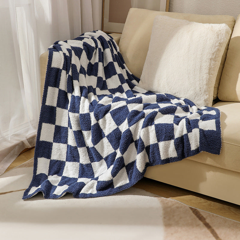 Soft Plush Checkerboard Throw Blanket Bowlift