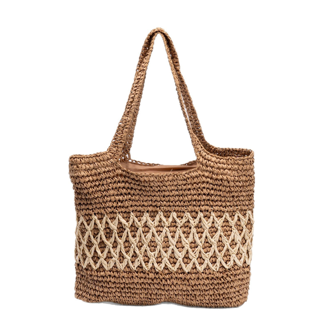 Handmade straw tote bag with decorative pattern Bowlift